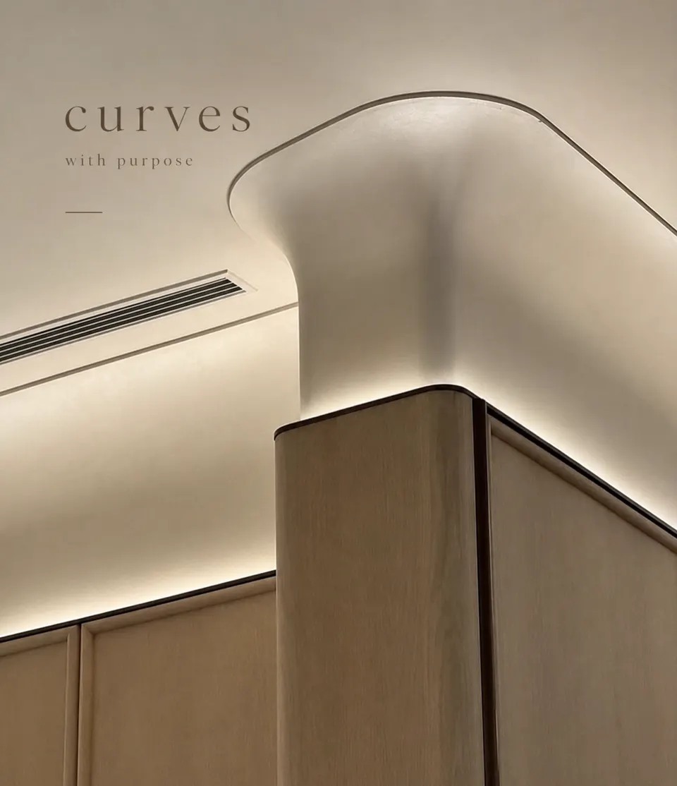 Curved false ceiling with concealed cove lighting